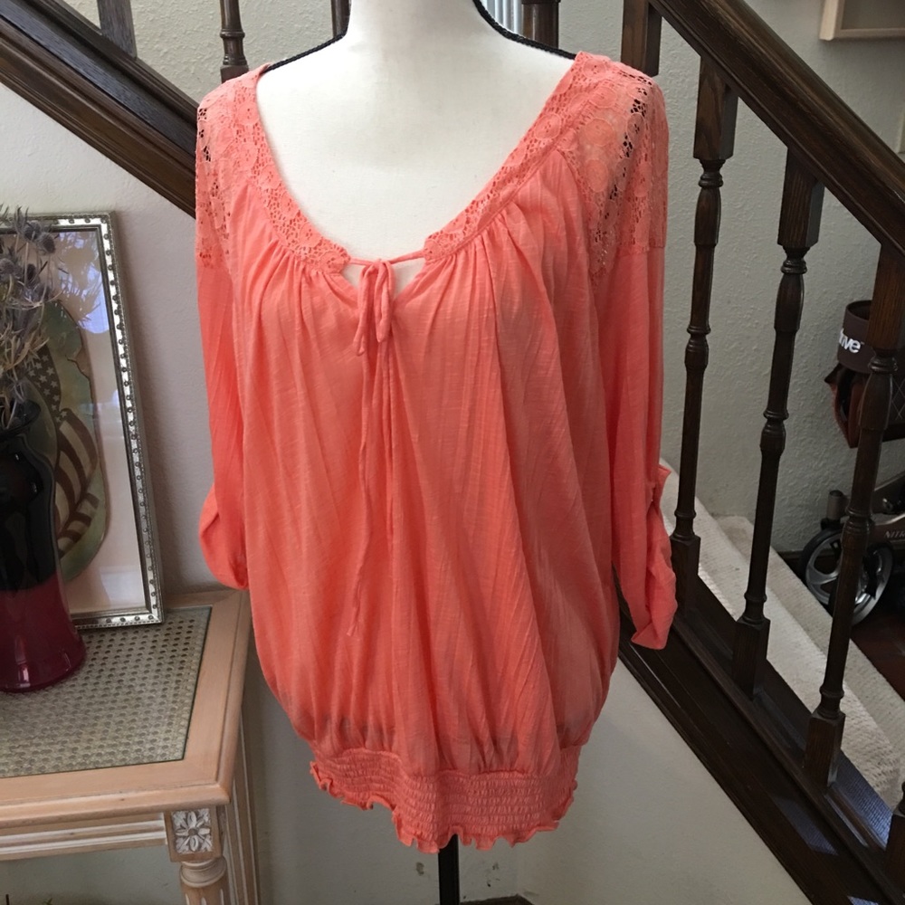 American Rag top, Coral, lightweight. Size 1 X